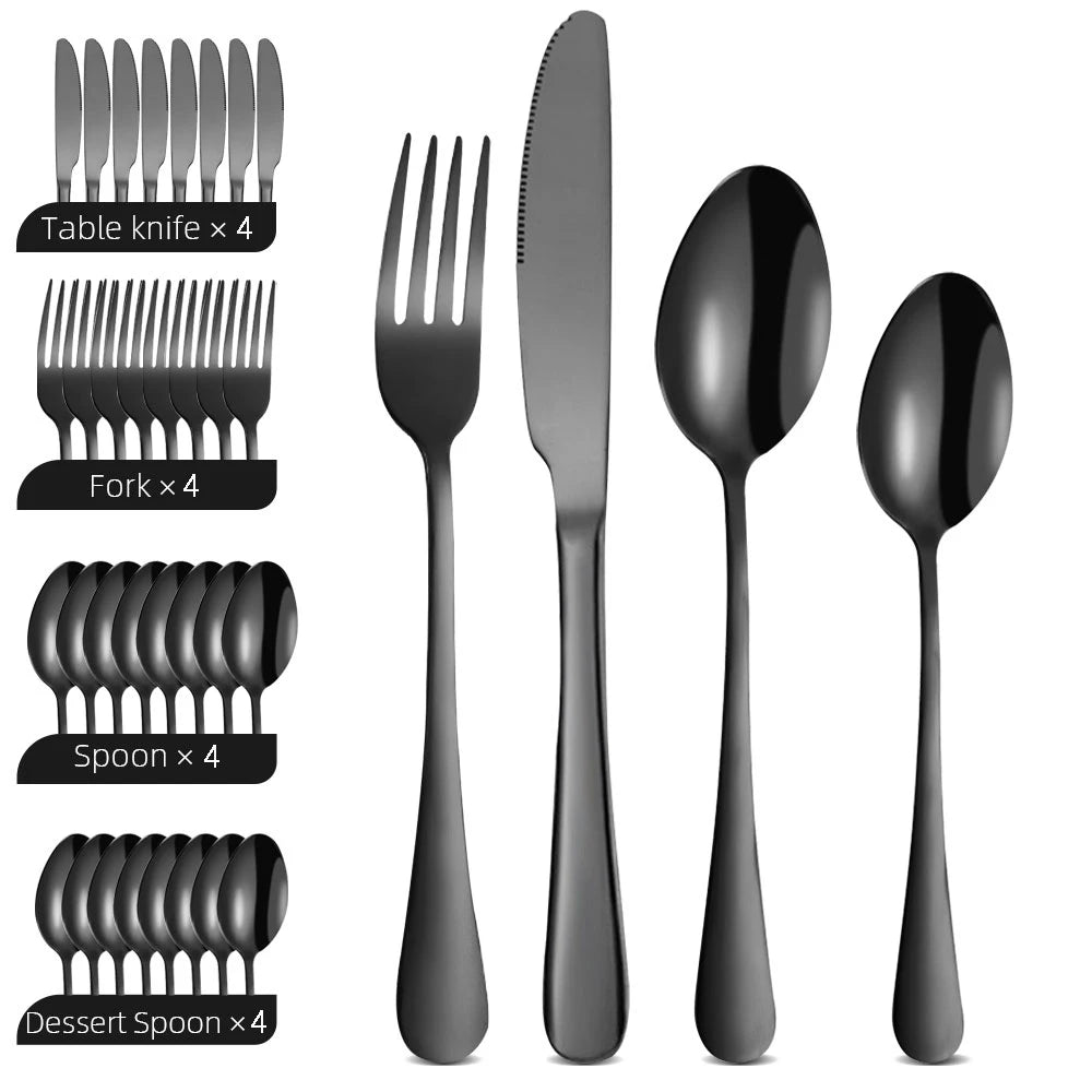 16Pcs Western Cutlery Matte Dishwasher Tableware Set - kitchenc-lam