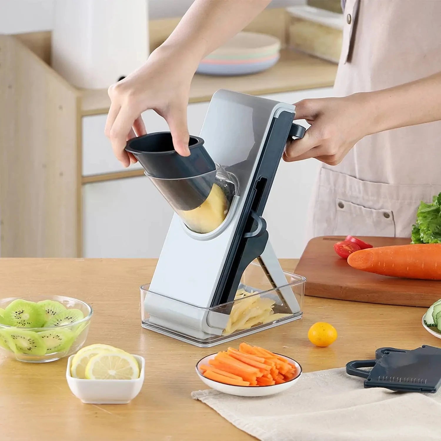 Multifunctional Vegetable Chopper Potato Scrubber Slicer - kitchenc-lam