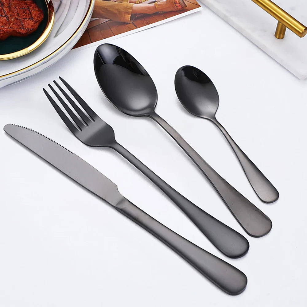 16Pcs Western Cutlery Matte Dishwasher Tableware Set - kitchenc-lam